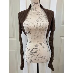Vintage Y2K Mix It Brown Long Sleeve Shrug Sweater Size Medium